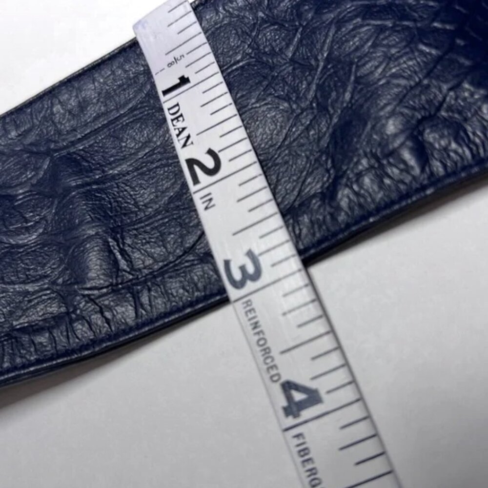 Navy Blue Obi, Leather Wrap Belt, Wide Versatile GILI Textured - Picture 3 of 6